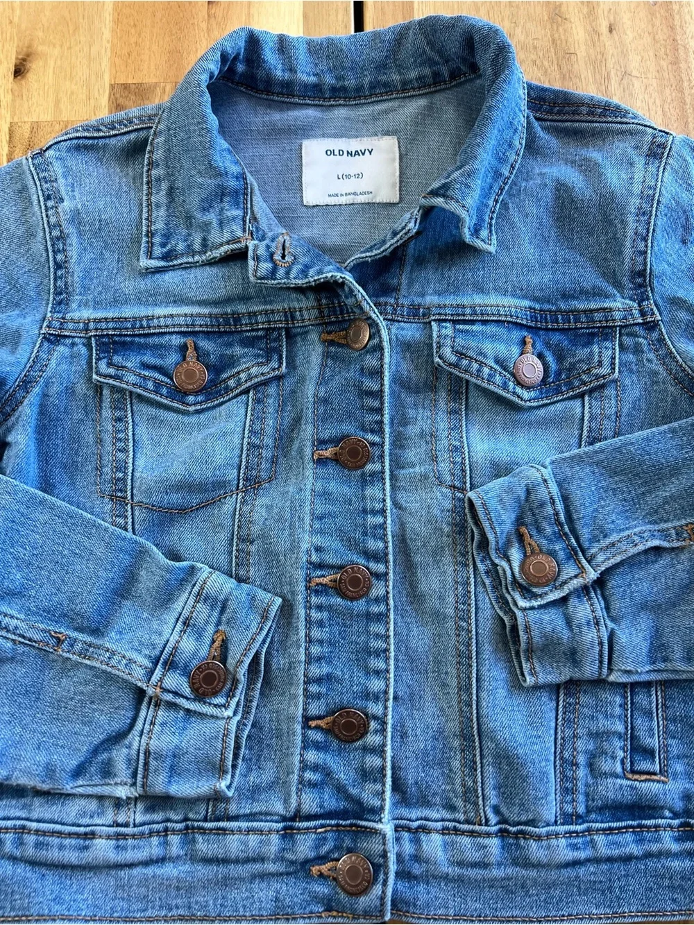 Old Navy Girls Denim Jacket Size L 10-12 Blue Stretch Trucker Jean Jacket